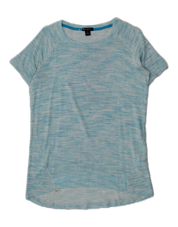 Camiseta feminina CHAMPION UK 10 pequena viscose manchada azul