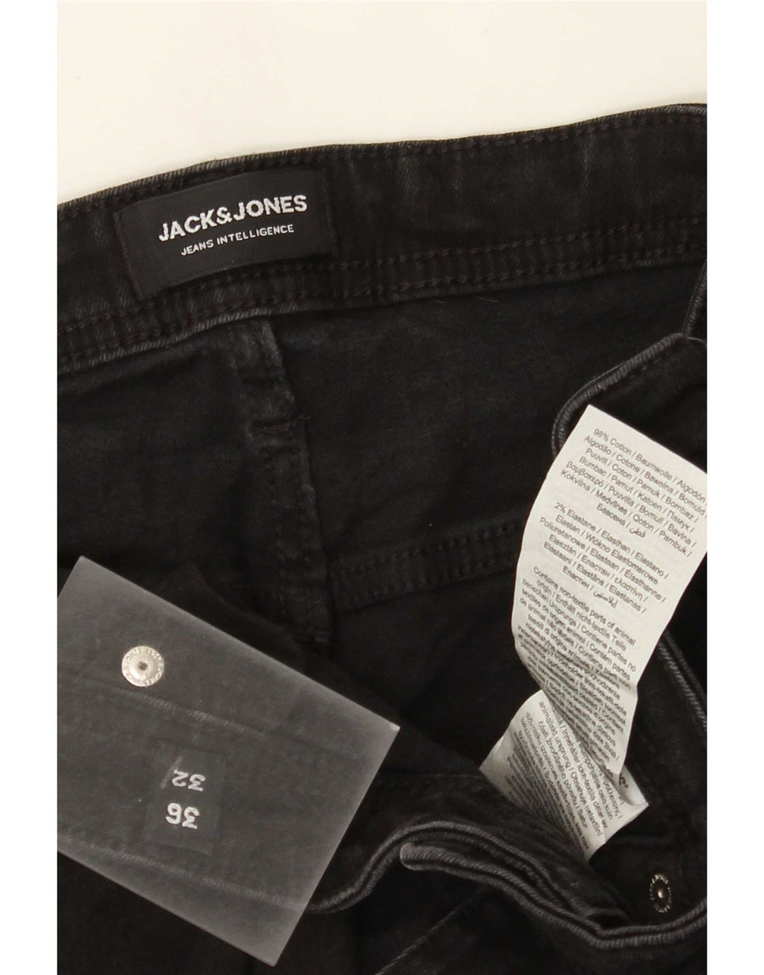 Jack & Jones Mens Jeans Slim W36 L32 Algodão Preto