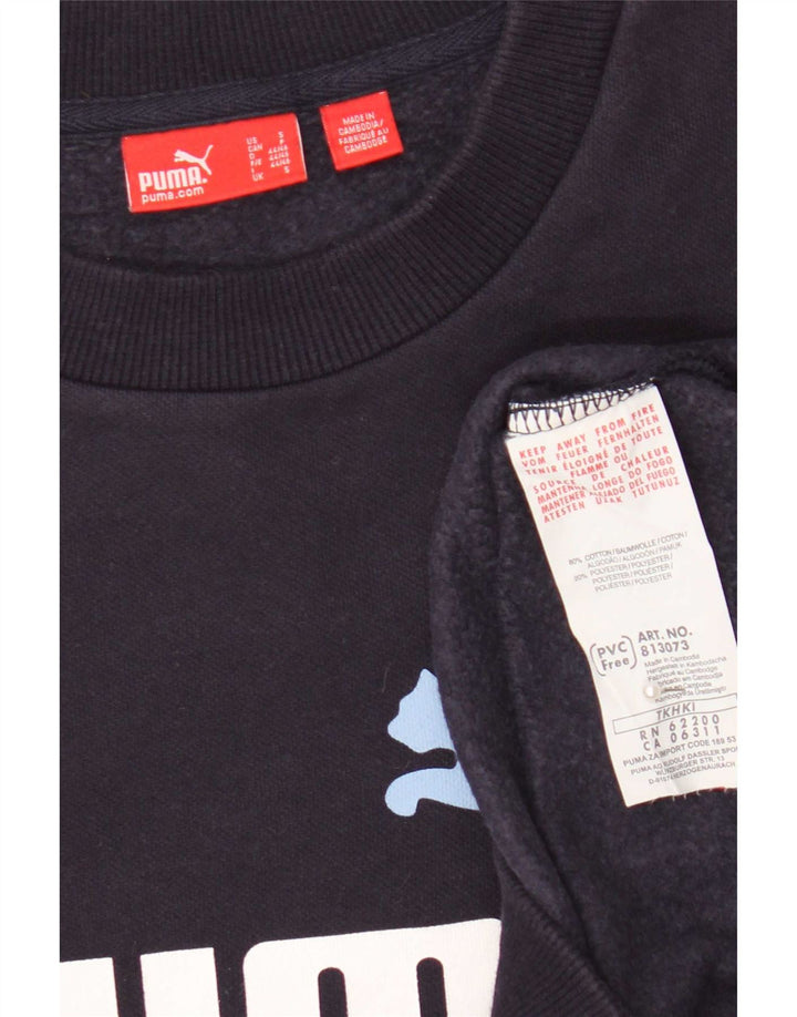 Puma masculino gráfico moletom jumper pequeno algodão azul marinho