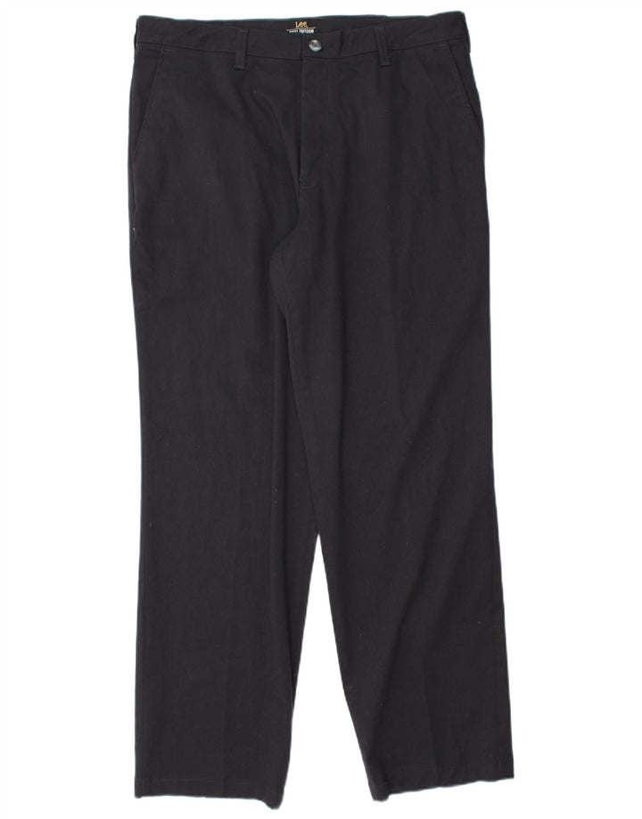 Calça chino reta masculina LEE W34 L30 algodão azul marinho