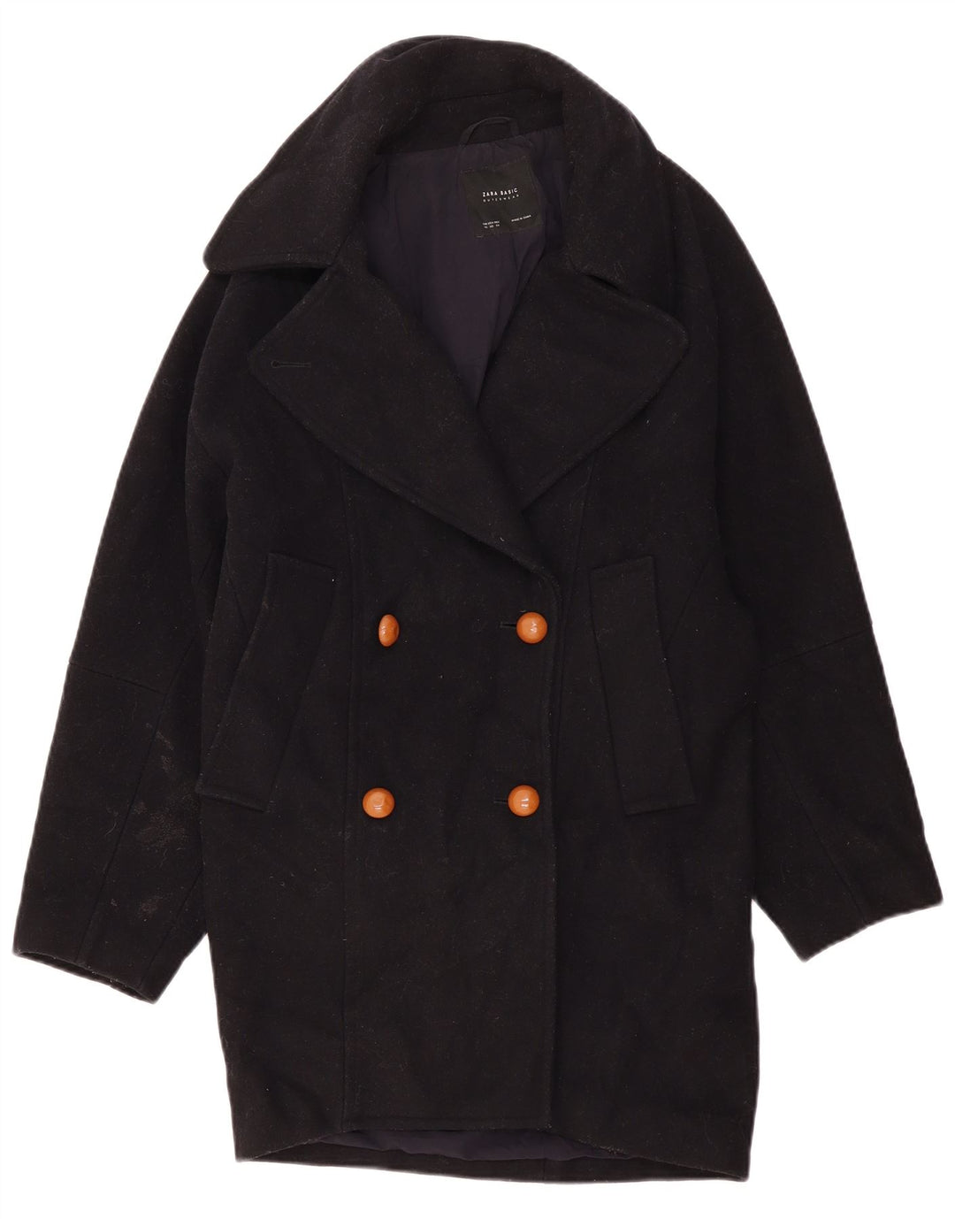 Casaco feminino oversized duplo breasted Zara Reino Unido 6 XS preto