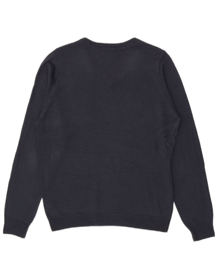 Suéter masculino Marks & Spencer com decote em V médio azul marinho acrílico