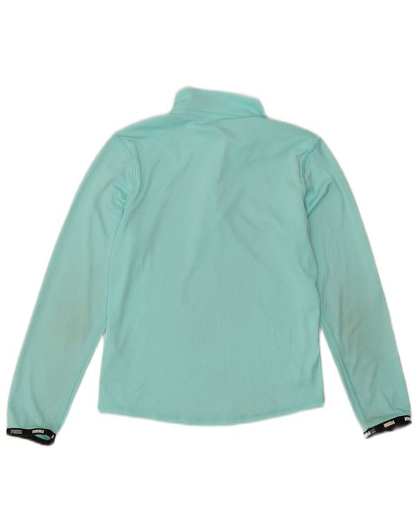 Puma Meninas Zip Neck Top Manga Comprida 9-10 Anos Turquesa Poliéster Esportes
