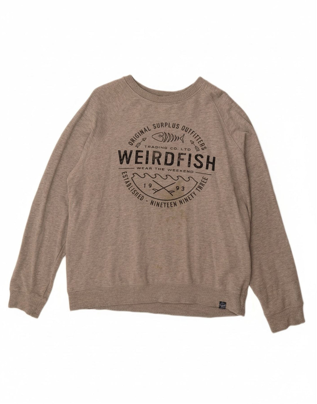 WEIRD FISH Suéter gráfico masculino de algodão grande cinza