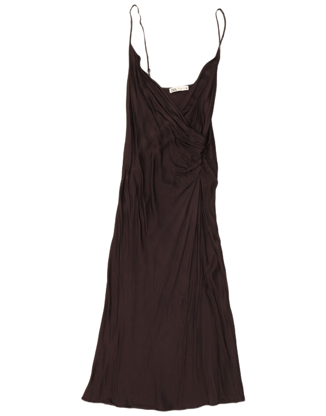 Vestido slip feminino Zara Reino Unido 16 grande viscose marrom
