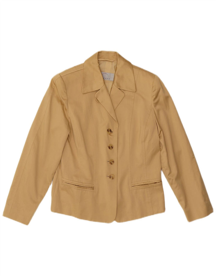 Conjunto de saia feminina BOGNER com 4 botões e 2 peças EUA 10 grande W29 algodão bege