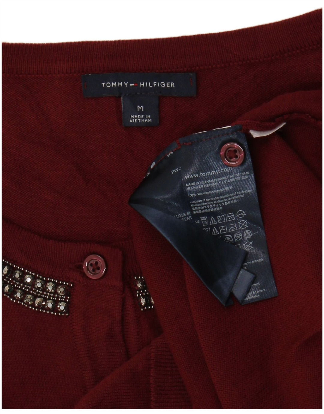 Suéter cardigã feminino Tommy Hilfiger Reino Unido 12 algodão marrom médio