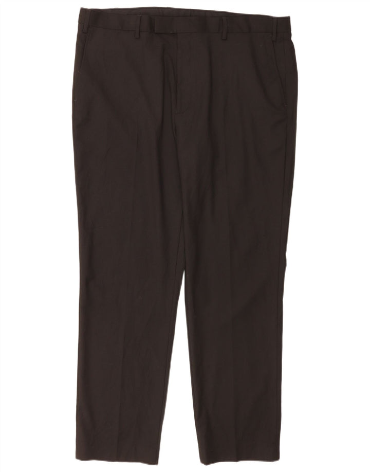 Calça masculina de ajuste regular Marks & Spencer W40 L31 poliéster preto