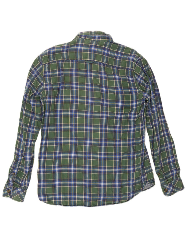 Crew Clothing Mens Camisa de flanela slim fit grande algodão xadrez verde