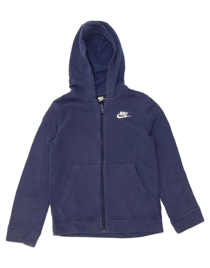 NIKE Boys Zip Hoodie Sweater 7-8 Years Small  Navy Blue Cotton Vintage Nike and Second-Hand Nike from Messina Hembry 