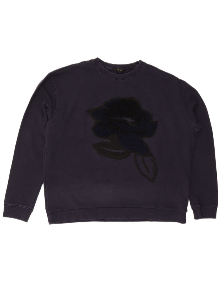 Suéter feminino grande TED BAKER tamanho 4 grande azul marinho floral
