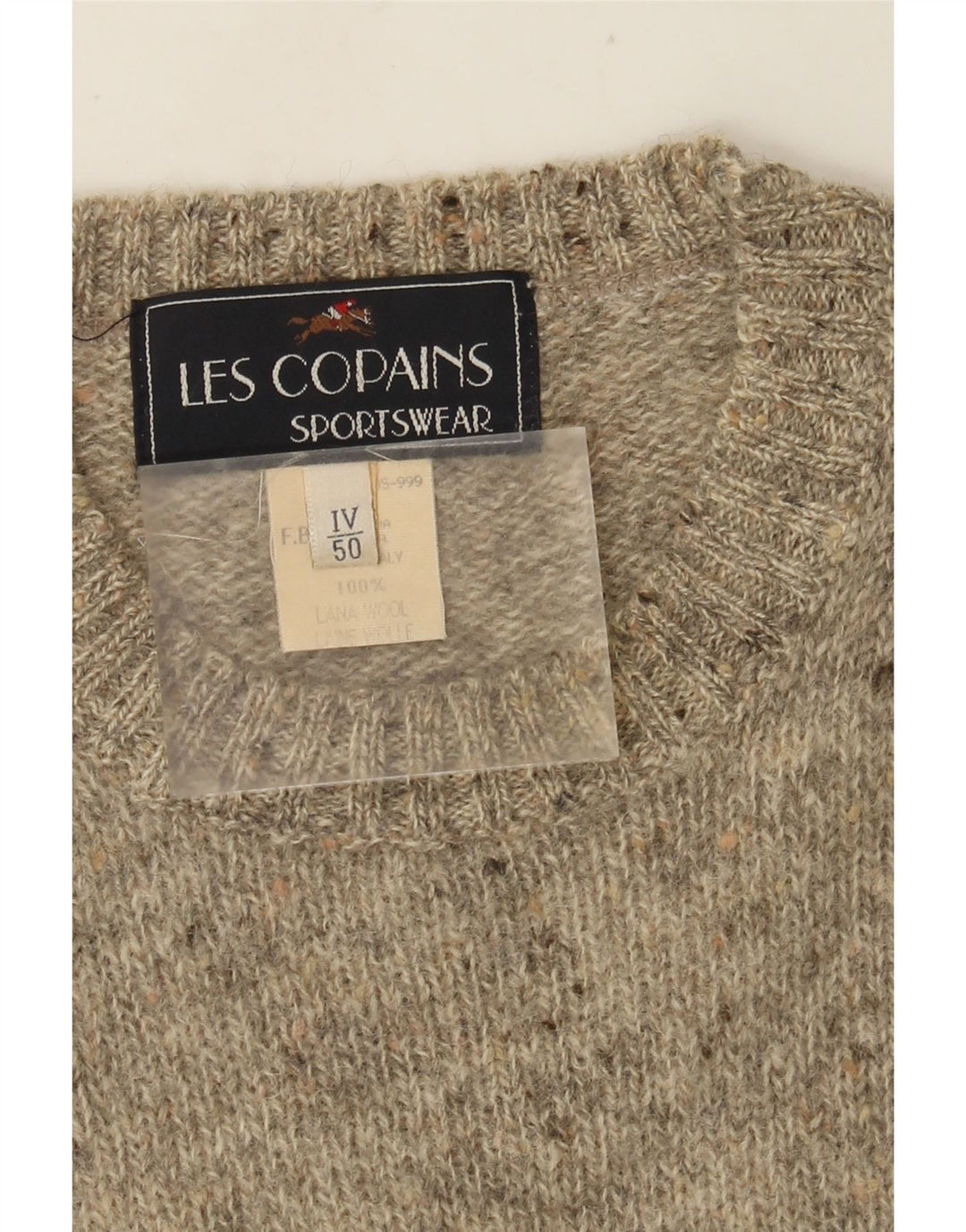 Suéter masculino Les Copains com gola redonda IT 50 lã manchada cinza médio