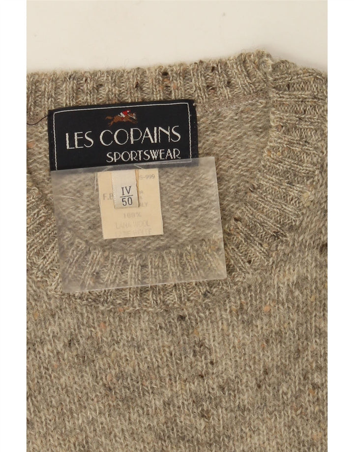 Suéter masculino Les Copains com gola redonda IT 50 lã manchada cinza médio