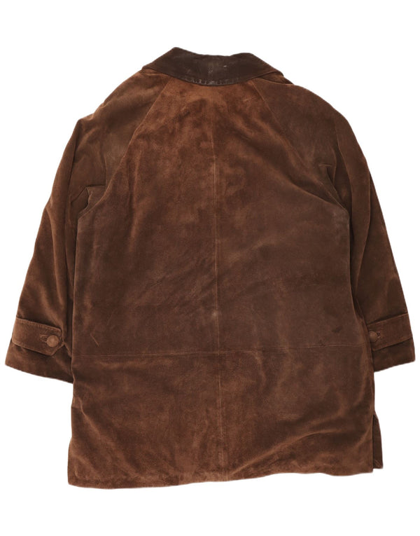 Casaco corta-vento feminino vintage de camurça grande Reino Unido 18 XL marrom