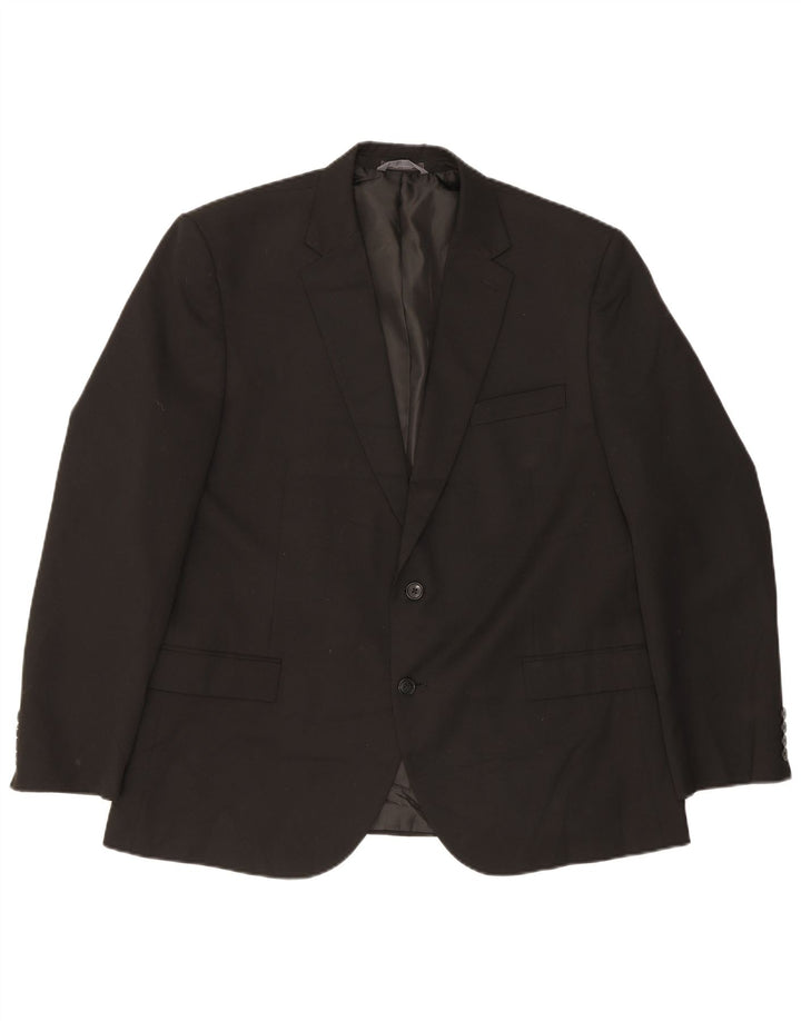 Jaqueta blazer masculina de 2 botões Marks & Spencer Reino Unido 46 XL preto poliéster