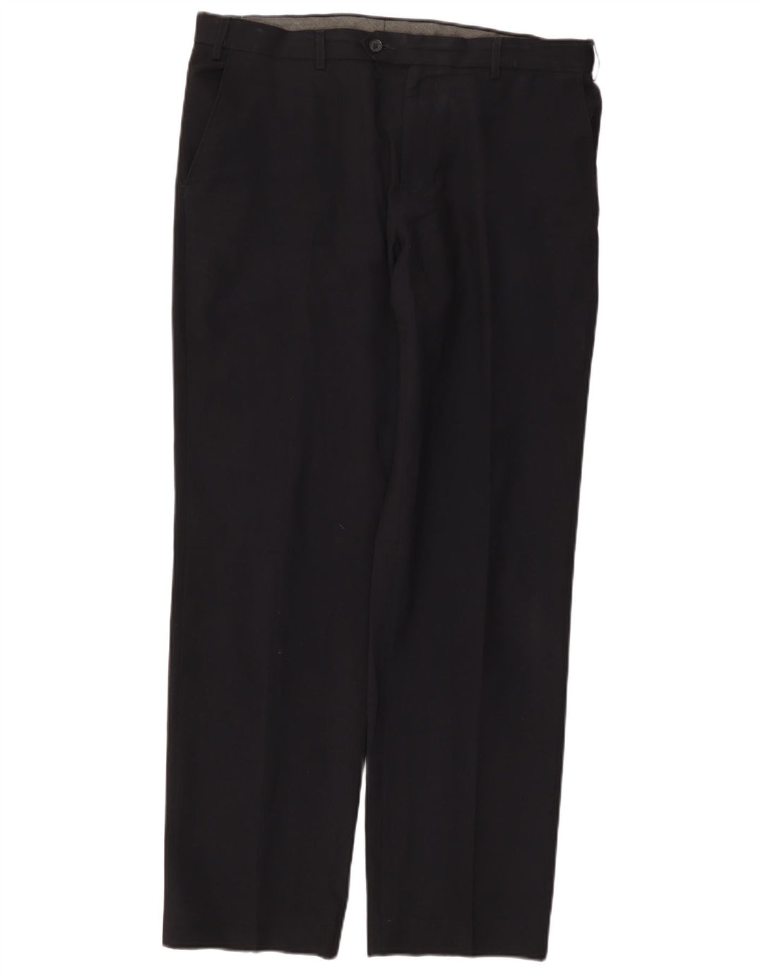 Calça masculina de ajuste regular MARKS & SPENCER W36 L33 azul marinho poliéster