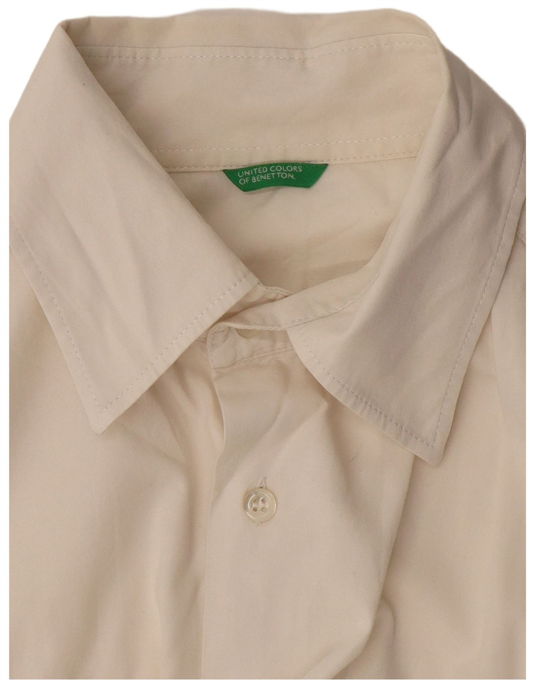 Camisa masculina de manga curta Benetton média off white
