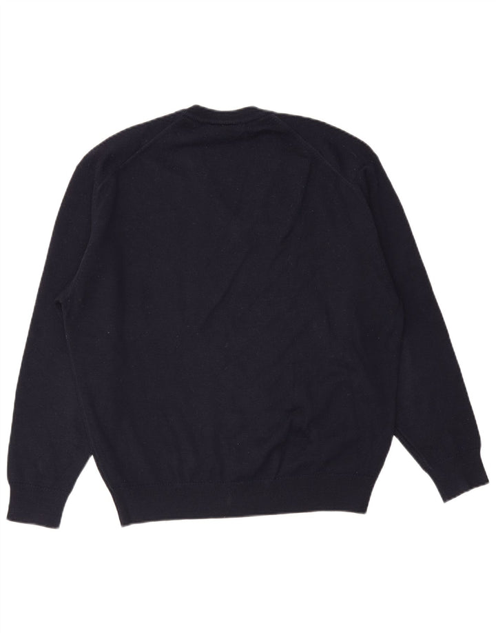 Suéter masculino Lacoste com decote em V tamanho 5 grande lã azul marinho