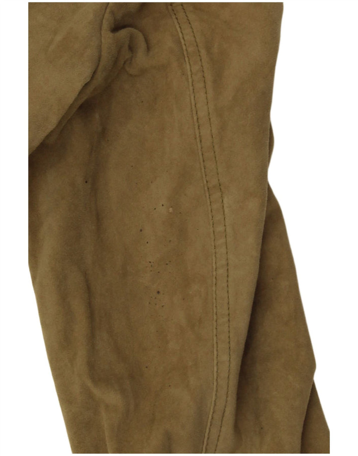 Jaqueta feminina de camurça cropped Aeronautica Militare IT 42 couro cáqui médio