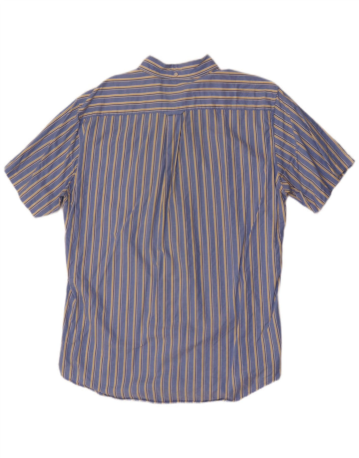Gant Camisa masculina de manga curta regular fit grande algodão listrado azul