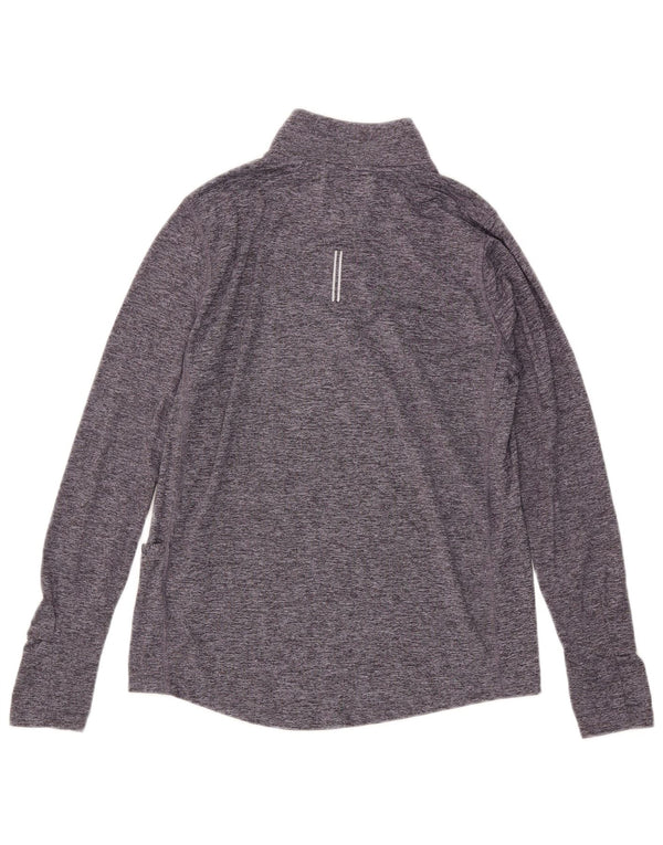 Nike Womens Dri Fit Pullover Treino Top UK 10 Pequeno Cinza Flecked