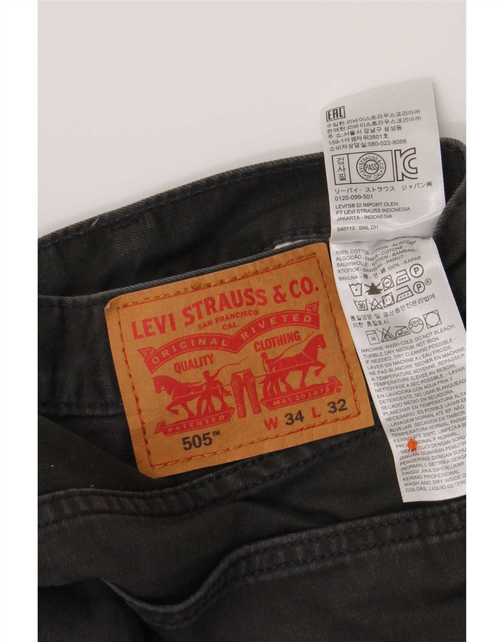 Calça jeans masculina Levi's 505 Straight W34 L32 cinza algodão