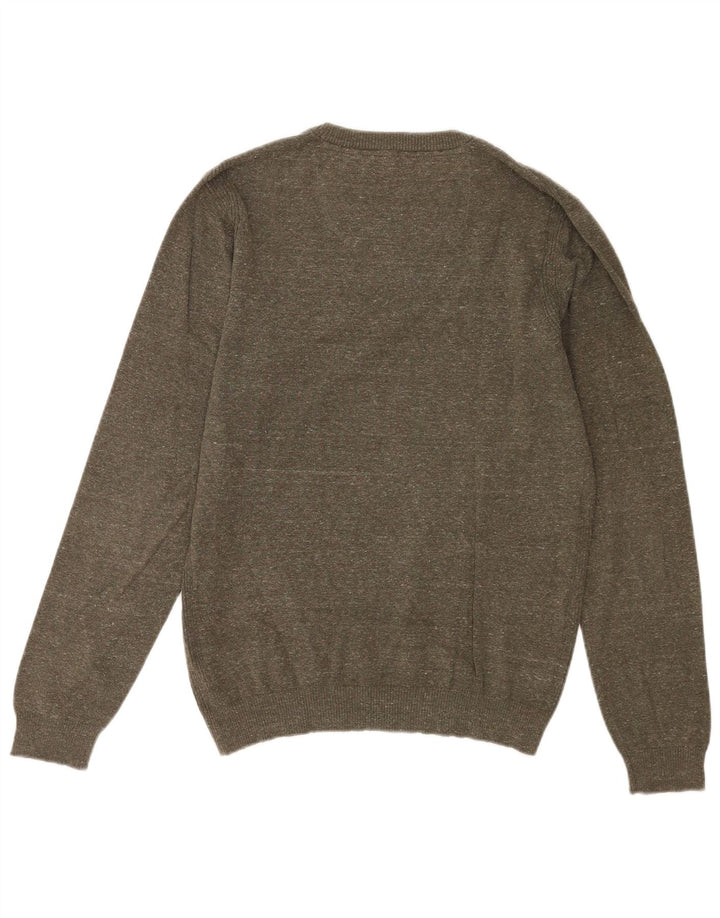 Suéter masculino Diesel com gola redonda, médio cáqui salpicado
