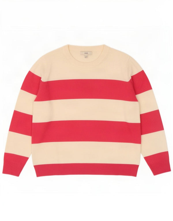 Suéter feminino Zara com gola canoa e acrílico listrado rosa grande Reino Unido 16