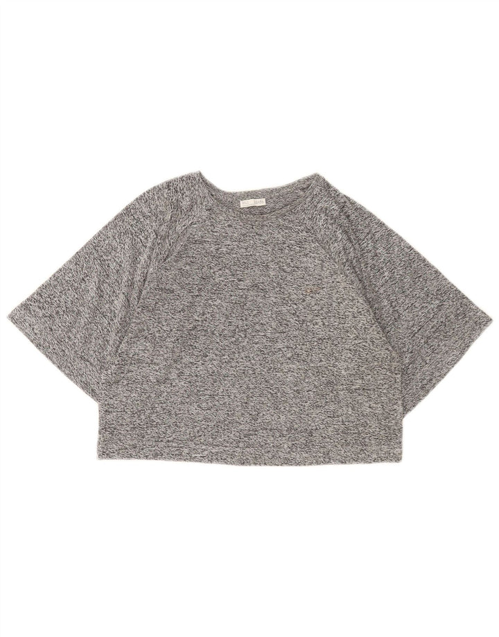 Camiseta feminina Zara Crop Top UK 14 cinza médio manchado