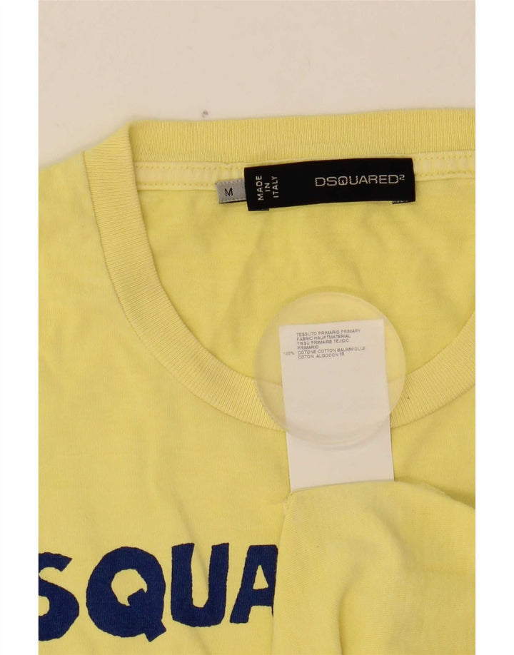 Camiseta gráfica masculina Dsquared2 Top médio algodão amarelo