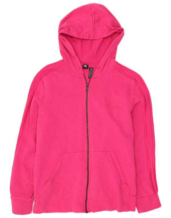 Suéter adidas feminino com capuz e zíper UK 12/14 médio algodão rosa