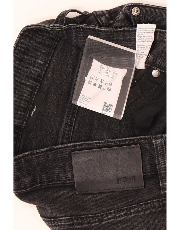 Hugo Boss Masculino Stretch Straight Jeans W34 L30 Algodão Cinza