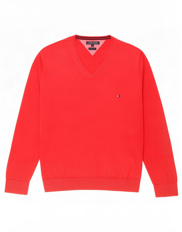 Tommy Hilfiger Suéter Jumper Feminino Com Gola V UK 20 2XL Vermelho