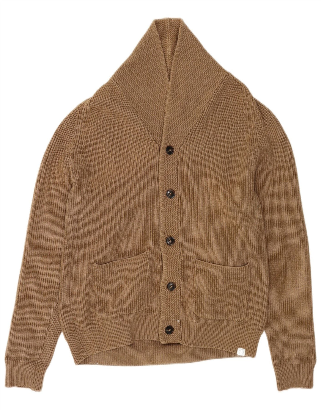 Suéter cardigã masculino Marks & Spencer poliéster marrom médio