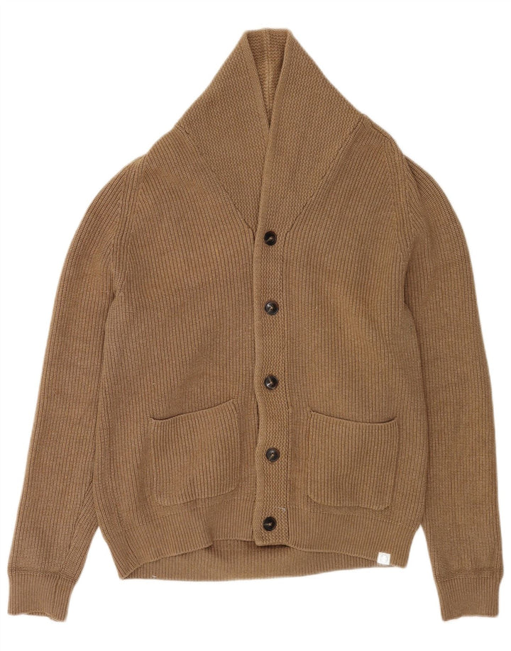 Suéter cardigã masculino Marks & Spencer poliéster marrom médio