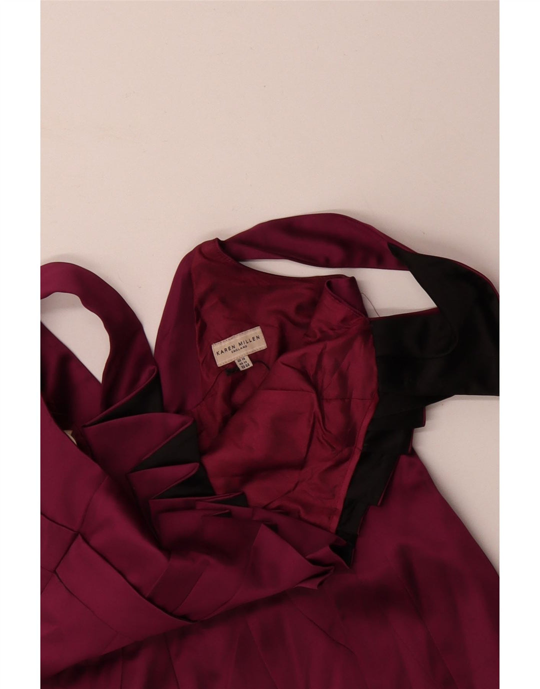Vestido bodycon feminino sem mangas KAREN MILLEN Reino Unido 16 grande acetato cor de vinho