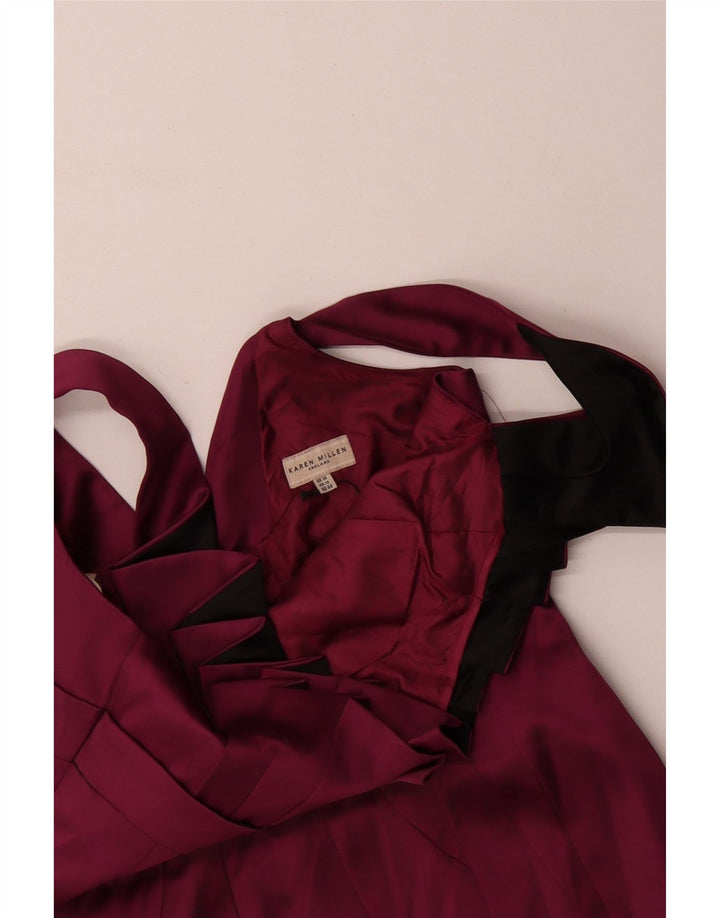 Vestido bodycon feminino sem mangas KAREN MILLEN Reino Unido 16 grande acetato cor de vinho
