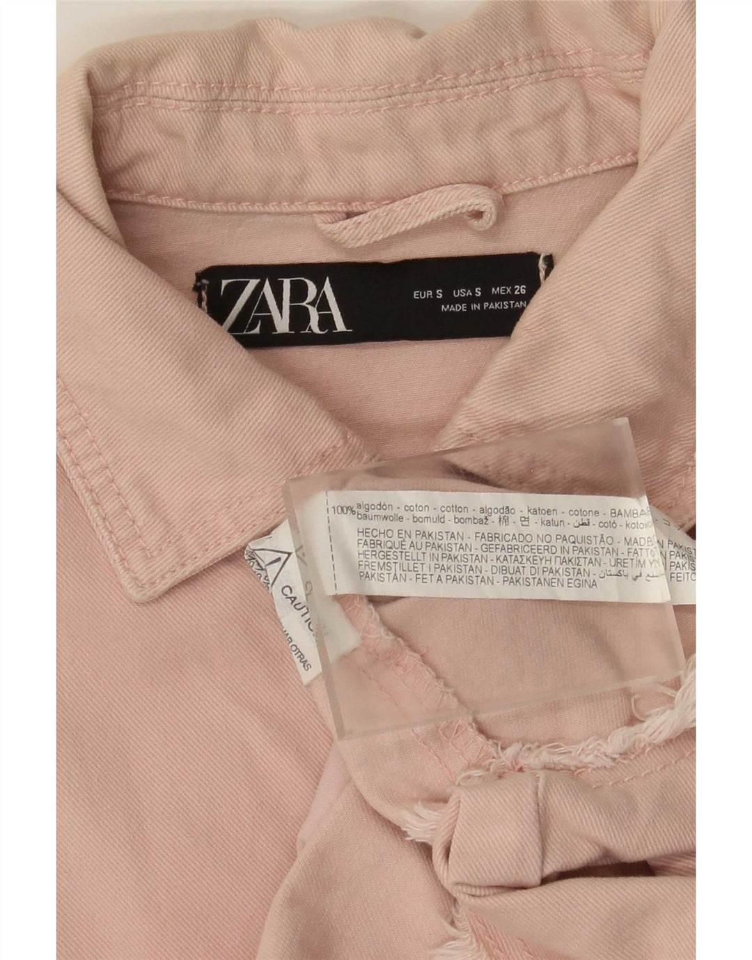 Vestido jeans feminino grande Zara Reino Unido 10 pequeno algodão rosa