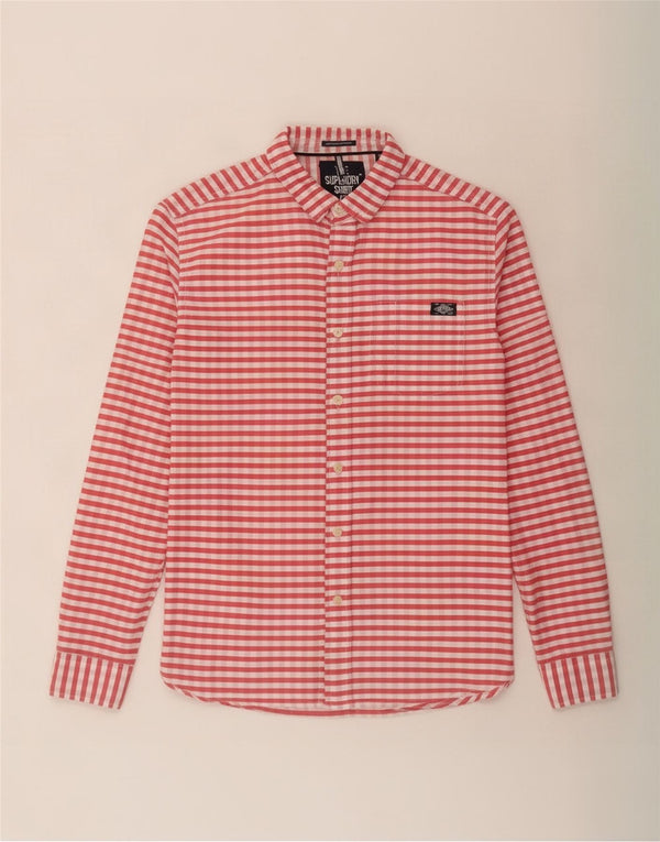 Camisa de flanela masculina Superdry Médio Algodão Gingham Vermelho