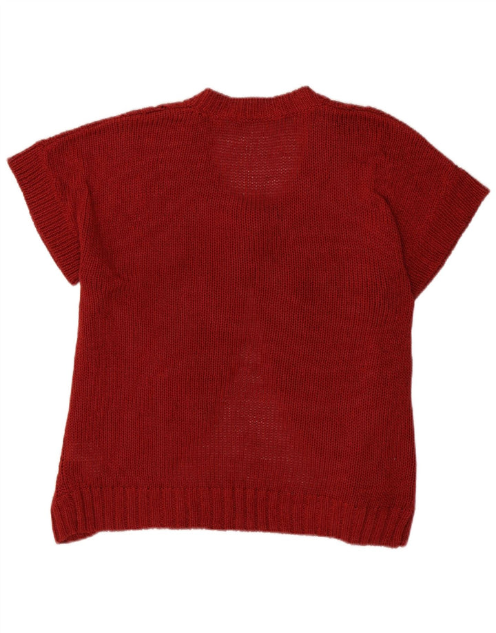 Suéter cardigã feminino de manga curta Marks & Spencer Reino Unido 14 grande vermelho