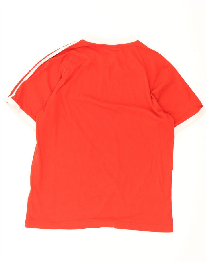 Adidas Mens T-Shirt Top Pequeno Algodão Vermelho