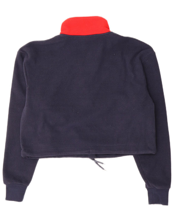 Ellesse Suéter feminino de lã com gola e zíper curto Reino Unido 4 XS Azul marinho Colourblock