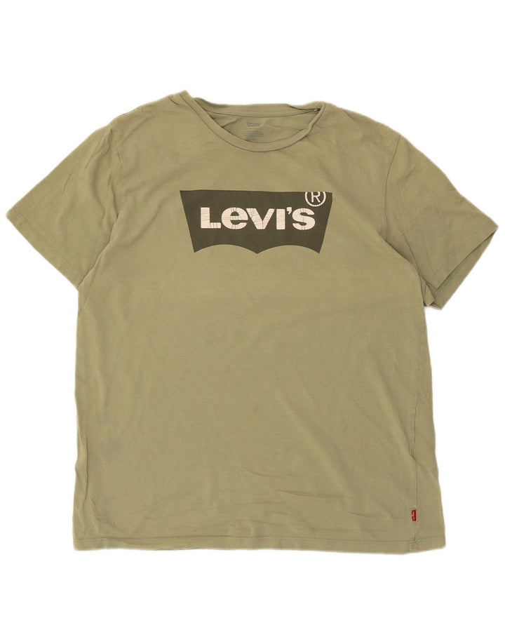 Camiseta gráfica masculina Levi's Top grande de algodão cáqui