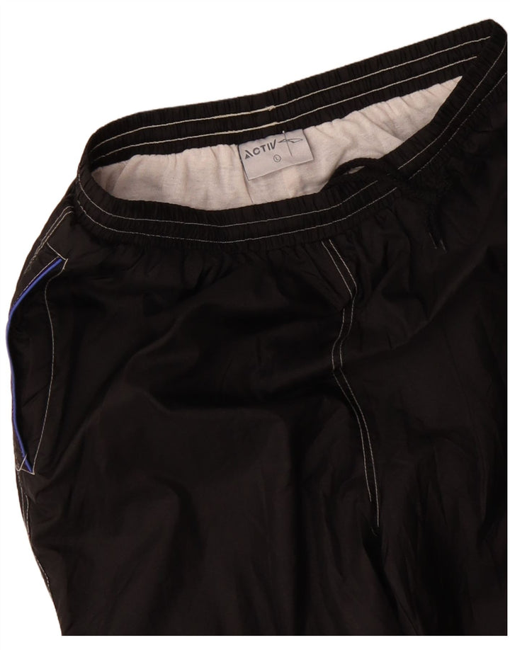 Calça de treino masculina VINTAGE de poliéster preto grande