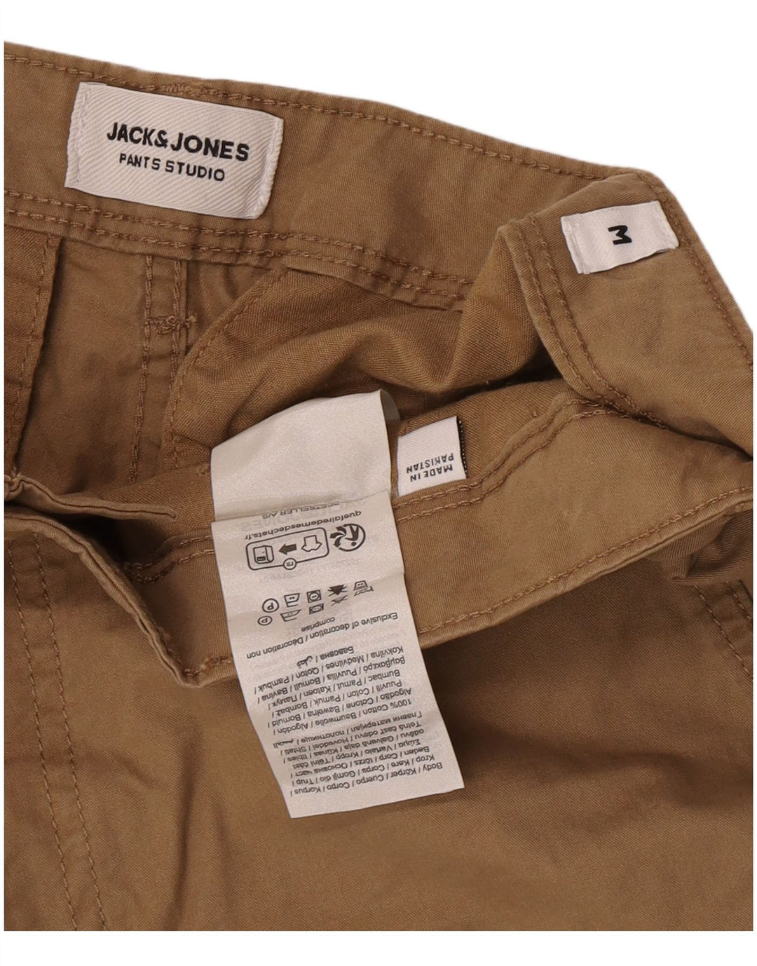 Shorts cargo masculino Jack & Jones médio W32 algodão bege