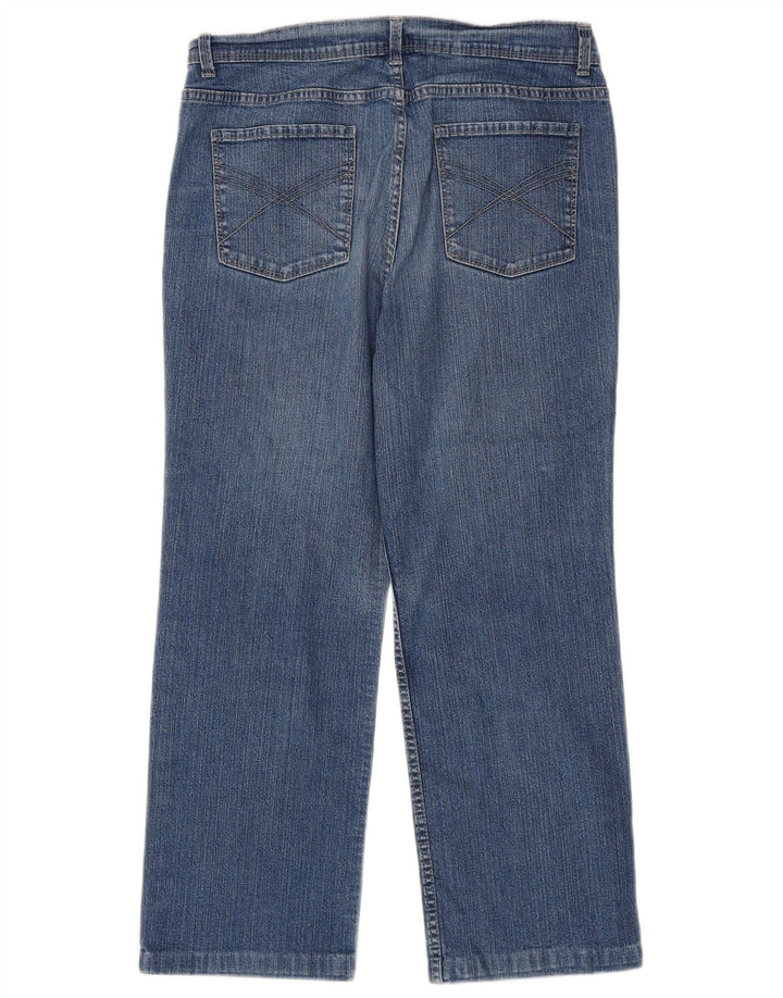 Calça jeans feminina Marks & Spencer curta reta Reino Unido 12 médio W30 L25 azul