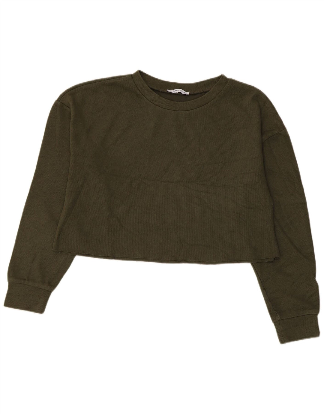 Zara Womens Crop Oversized Moletom Jumper Reino Unido 10 Pequeno Caqui