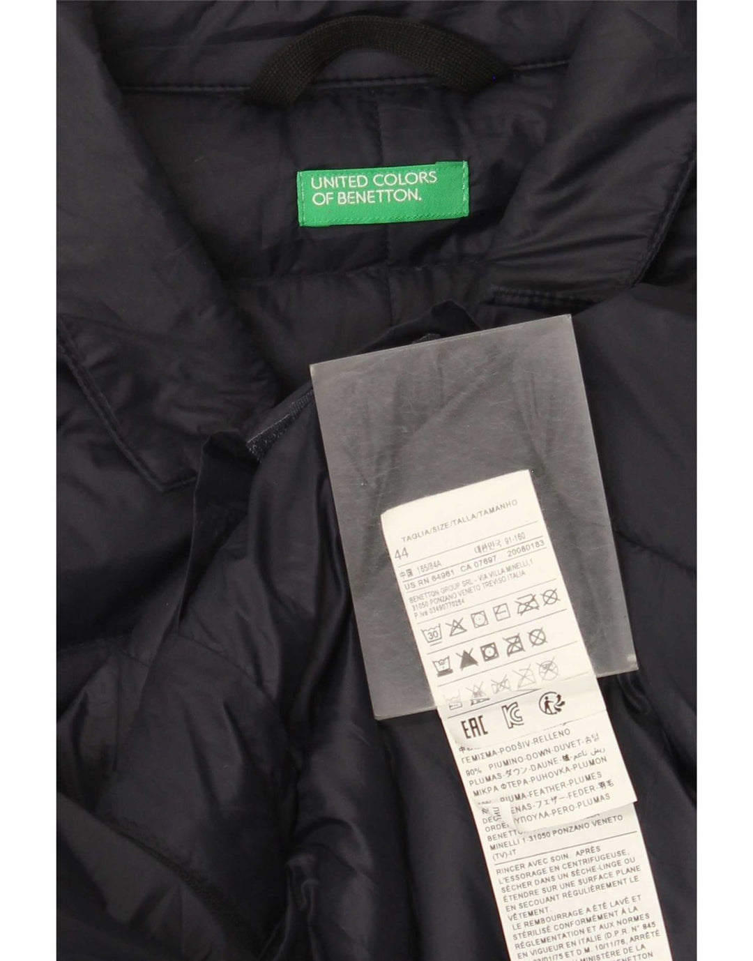 Jaqueta acolchoada masculina Benetton IT 44 XS azul marinho poliamida