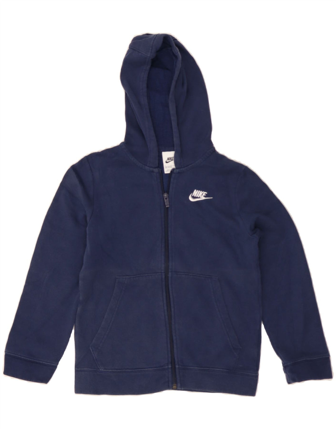 NIKE Boys Zip Hoodie Sweater 8-9 Years Small Navy Blue Cotton Vintage Nike and Second-Hand Nike from Messina Hembry 