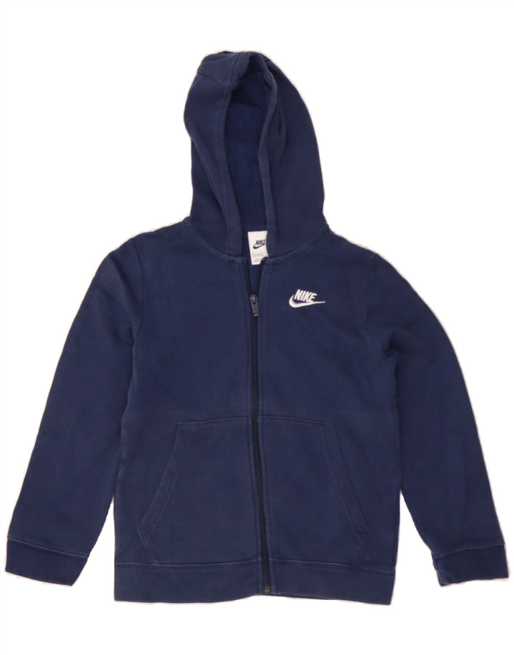 NIKE Boys Zip Hoodie Sweater 8-9 Years Small Navy Blue Cotton Vintage Nike and Second-Hand Nike from Messina Hembry 